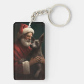 Xoloitzcuintliとサンタクロースフェスティバルクリスマス キーホルダー (裏面)