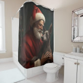 Xoloitzcuintliとサンタクロースフェスティバルクリスマス シャワーカーテン (インサイチュ)