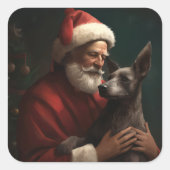 Xoloitzcuintliとサンタクロースフェスティバルクリスマス スクエアシール (正面)