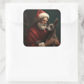 Xoloitzcuintliとサンタクロースフェスティバルクリスマス スクエアシール (バッグ)