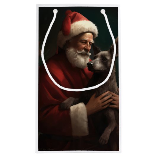 Xoloitzcuintliとサンタクロースフェスティバルクリスマス スモールペーパーバッグ (裏面)