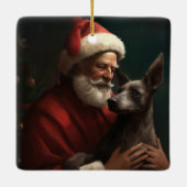 Xoloitzcuintliとサンタクロースフェスティバルクリスマス セラミックオーナメント (裏面)
