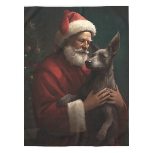 Xoloitzcuintliとサンタクロースフェスティバルクリスマス テーブルクロス (正面)
