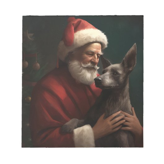 Xoloitzcuintliとサンタクロースフェスティバルクリスマス ノートパッド (正面)