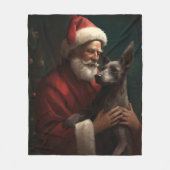 Xoloitzcuintliとサンタクロースフェスティバルクリスマス フリースブランケット (正面)