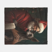 Xoloitzcuintliとサンタクロースフェスティバルクリスマス フリースブランケット (正面(横))