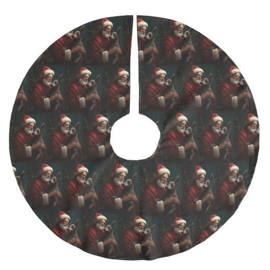 Xoloitzcuintliとサンタクロースフェスティバルクリスマス ブラッシュドポリエステルツリースカート (正面)