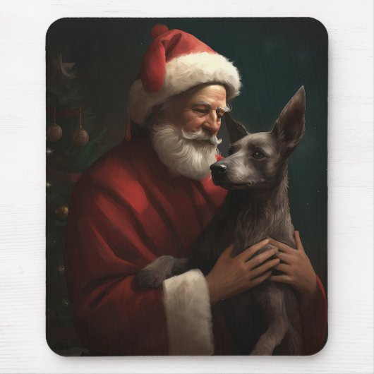 Xoloitzcuintliとサンタクロースフェスティバルクリスマス マウスパッド (正面)