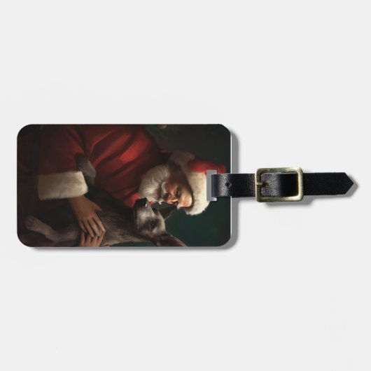 Xoloitzcuintliとサンタクロースフェスティバルクリスマス ラゲッジタグ (正面横)