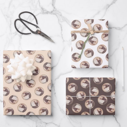 Xoloitzcuintli絵を描の無毛肝赤犬アート ラッピングペーパーシート (正面)