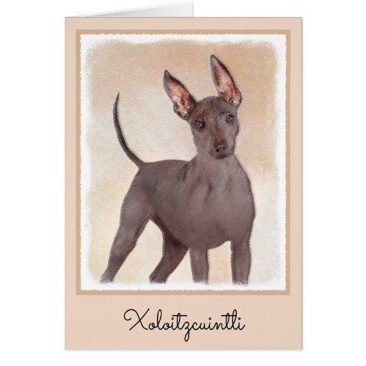 Xoloitzcuintli絵画's – かわいいオリジナルドッグアート (正面)
