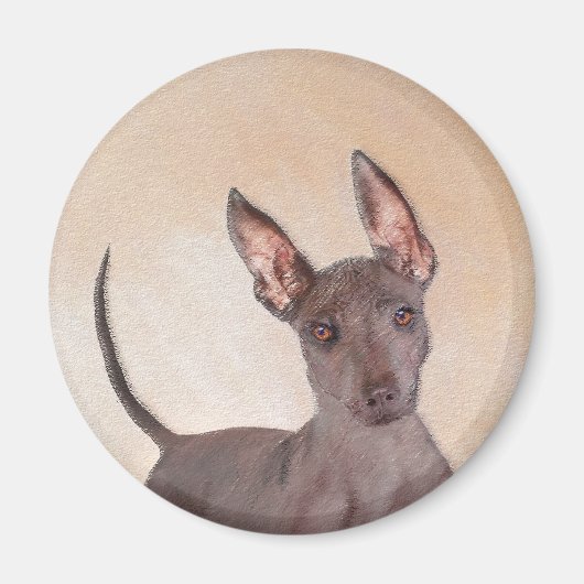 Xoloitzcuintli絵画's – かわいいオリジナルドッグアート マグネット (正面)