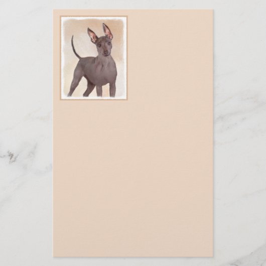 Xoloitzcuintli絵画's – かわいいオリジナルドッグアート 便箋 (正面)