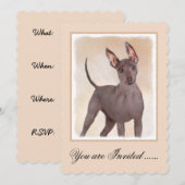 Xoloitzcuintli絵画's – かわいいオリジナルドッグアート 招待状 (正面/裏面)