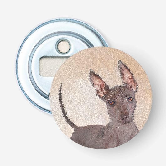 Xoloitzcuintli絵画's – かわいいオリジナルドッグアート 栓抜き (正面)