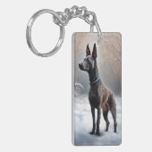 Xoloitzcuintli雪のクリスマスを許可 キーホルダー (正面左)
