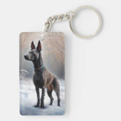 Xoloitzcuintli雪のクリスマスを許可 キーホルダー (裏面)