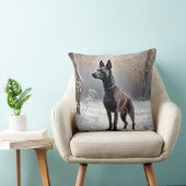 Xoloitzcuintli雪のクリスマスを許可 クッション (椅子)