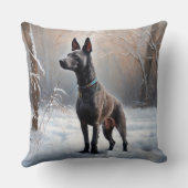 Xoloitzcuintli雪のクリスマスを許可 クッション (裏面)