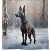 Xoloitzcuintli雪のクリスマスを許可 シャワーカーテン (正面)