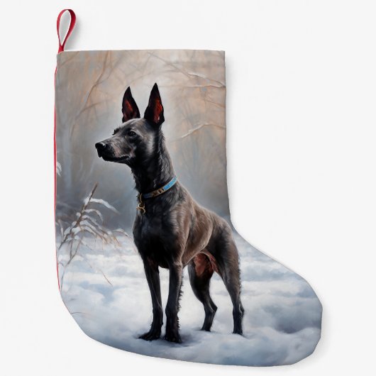 Xoloitzcuintli雪のクリスマスを許可 スモールクリスマスストッキング (正面)