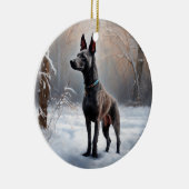 Xoloitzcuintli雪のクリスマスを許可 セラミックオーナメント (右)