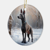 Xoloitzcuintli雪のクリスマスを許可 セラミックオーナメント (左)