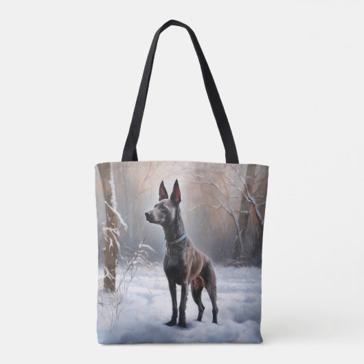 Xoloitzcuintli雪のクリスマスを許可 トートバッグ (裏面)