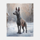 Xoloitzcuintli雪のクリスマスを許可 フリースブランケット (正面)