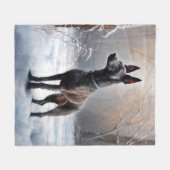 Xoloitzcuintli雪のクリスマスを許可 フリースブランケット (正面(横))