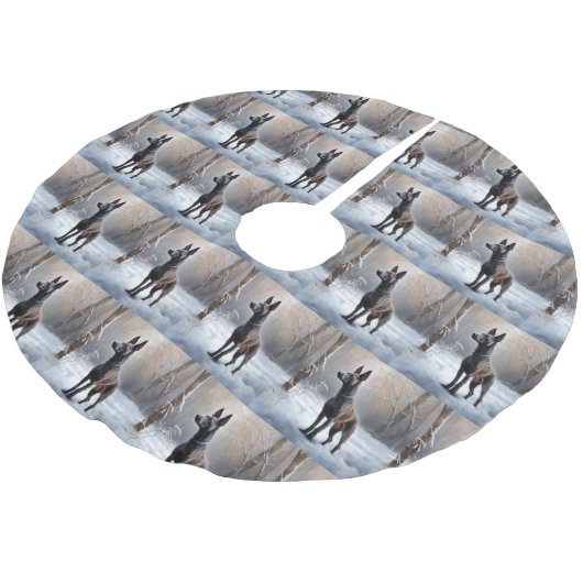 Xoloitzcuintli雪のクリスマスを許可 ブラッシュドポリエステルツリースカート (アングル)