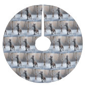 Xoloitzcuintli雪のクリスマスを許可 ブラッシュドポリエステルツリースカート (正面)