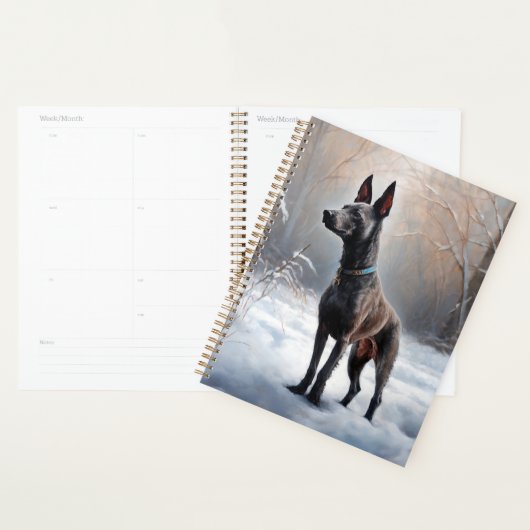 Xoloitzcuintli雪のクリスマスを許可 プランナー手帳 (ディスプレー)