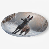 Xoloitzcuintli雪のクリスマスを許可 ペーパープレート (アングル)