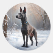 Xoloitzcuintli雪のクリスマスを許可 ラウンドシール (正面)
