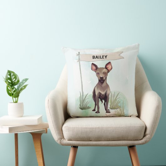 Xoloitzcuintli Watercolor Personalized Dog クッション (椅子)