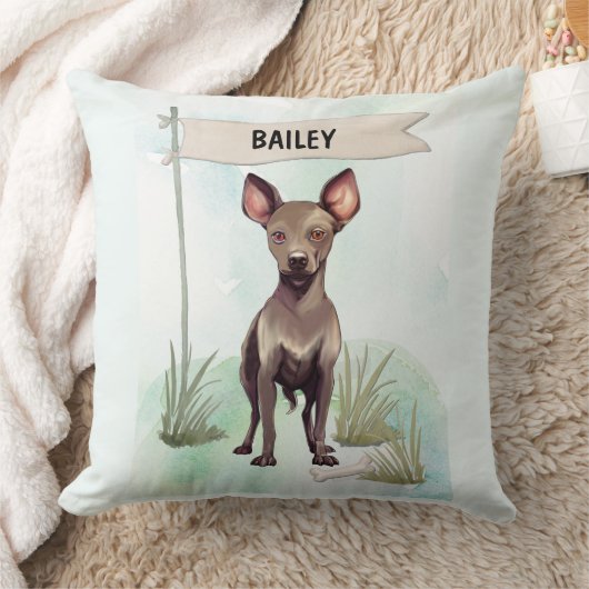 Xoloitzcuintli Watercolor Personalized Dog クッション (ブランケット)