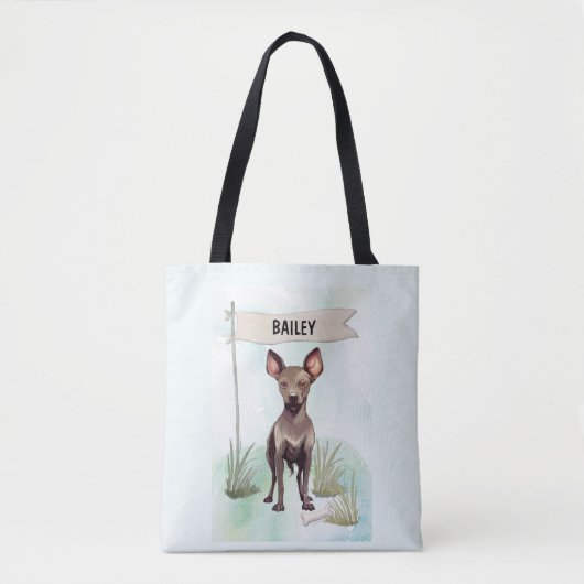 Xoloitzcuintli Watercolor Personalized Dog トートバッグ (正面)