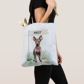 Xoloitzcuintli Watercolor Personalized Dog トートバッグ (クローズアップ)