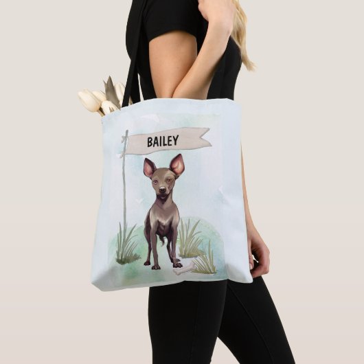 Xoloitzcuintli Watercolor Personalized Dog トートバッグ (クローズアップ)