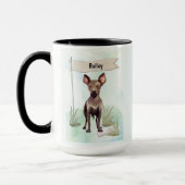 Xoloitzcuintli Watercolor Personalized Dog マグカップ (左)