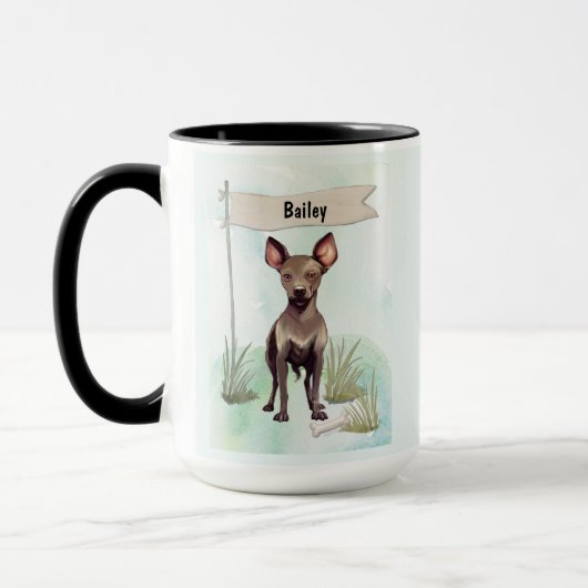 Xoloitzcuintli Watercolor Personalized Dog マグカップ (左)