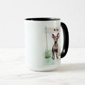 Xoloitzcuintli Watercolor Personalized Dog マグカップ (正面右)