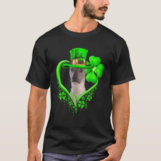 XoloitzcuintliSt patricks dayアイリッシュシャームロックドッグ Tシャツ (正面)