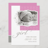 XOXの女の子のカスタムな写真の誕生の発表 案内状 (正面/裏面)