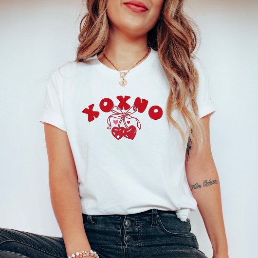 XOXNO Funny Anti Valentine Red Pink Heart Cherry Tシャツ