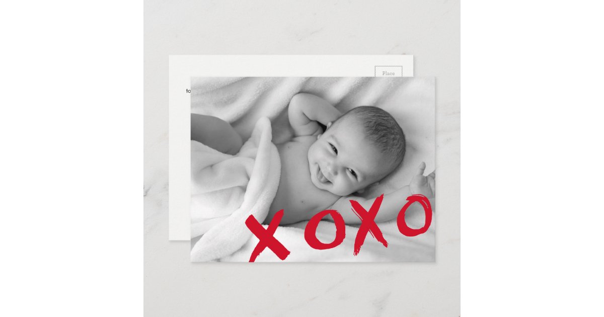 Xoxoバレンタインベビー白黒写真 案内ポストカード Zazzle Co Jp