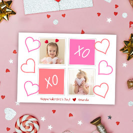 XOXOかわいいキッズフォトピンクハッピーバレンタインデー シーズンカード