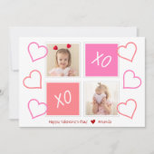 XOXOかわいいキッズフォトピンクハッピーバレンタインデー シーズンカード (正面)