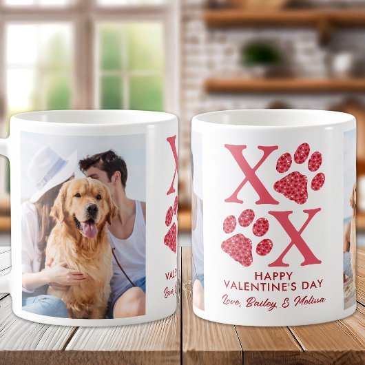 XOXOかわいいペット犬2 Photo Valentines Day コーヒーマグカップ